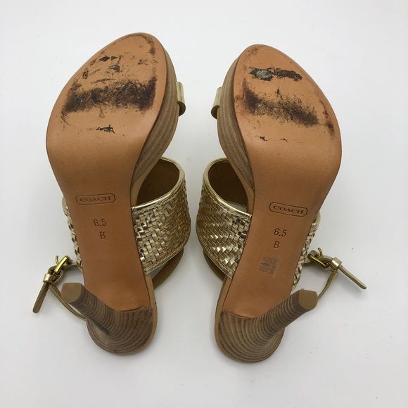 Coach Gold Metallic Steffi Platform Sandals - Picture 5 of 8